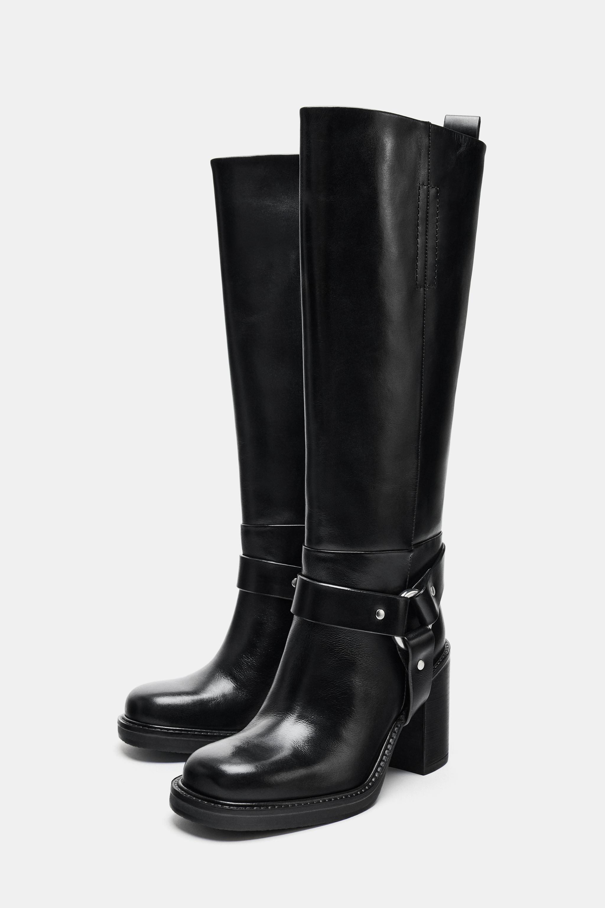 BUCKLED LEATHER BOOTS